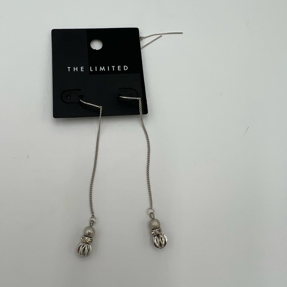 Double Silver Balls with CZ Accent Dangling Earrings - Picture 2 of 5